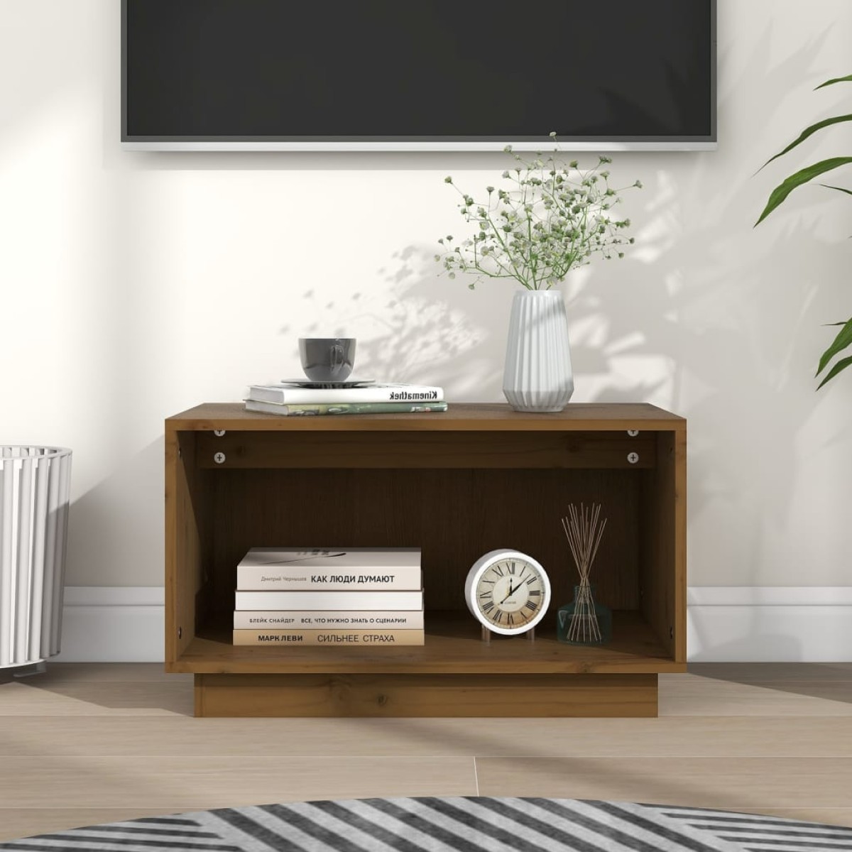 vidaXL Έπιπλο Τηλεόρασης Καφέ Μελί 60x35x37 εκ από Μασίφ Ξύλο Πεύκου