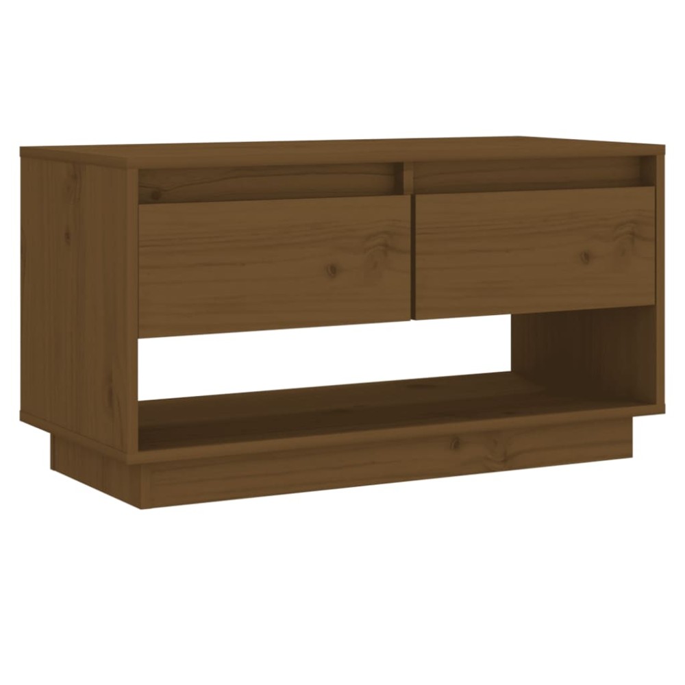 vidaXL Έπιπλο Τηλεόρασης Καφέ Μελί 74x34x40 εκ. από Μασίφ Ξύλο Πεύκου