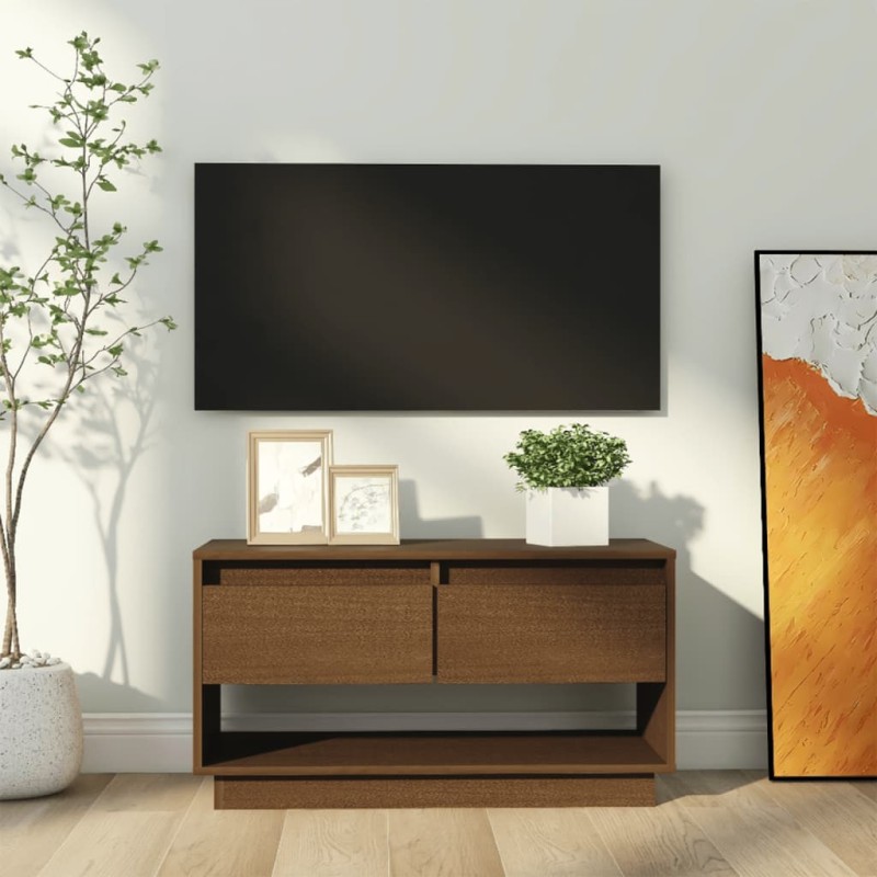 vidaXL Έπιπλο Τηλεόρασης Καφέ Μελί 74x34x40 εκ. από Μασίφ Ξύλο Πεύκου