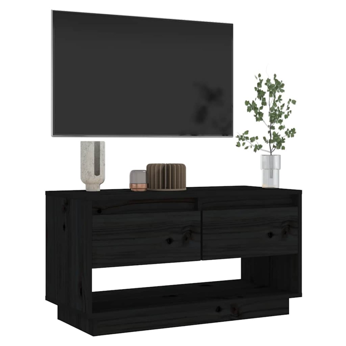 vidaXL Έπιπλο Τηλεόρασης Μαύρο 74 x 34 x 40 εκ. από Μασίφ Ξύλο Πεύκου