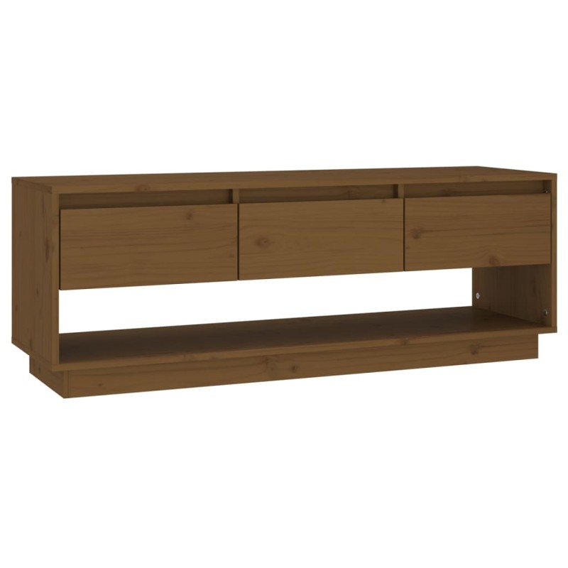vidaXL Έπιπλο Τηλεόρασης Καφέ Μελί 110,5x34x40εκ από Μασίφ Ξύλο Πεύκου