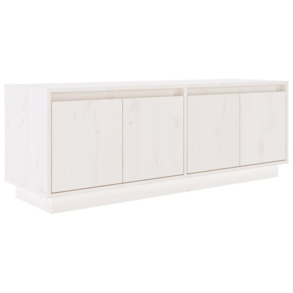 vidaXL Έπιπλο Τηλεόρασης Λευκό 110 x 34 x 40 εκ. από Μασίφ Ξύλο Πεύκου