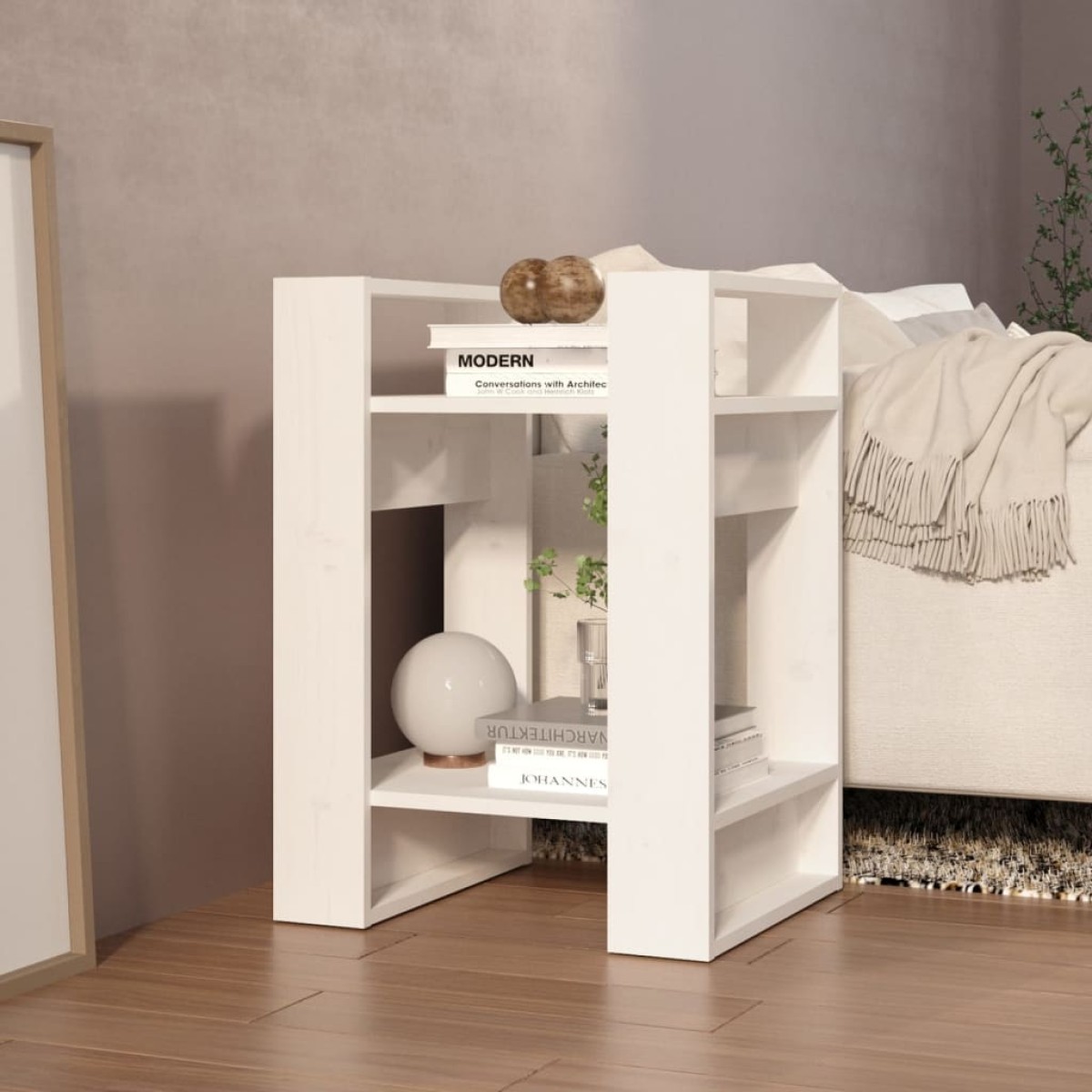 vidaXL Βιβλιοθήκη/Διαχωριστικό Χώρου Λευκό 41x35x57 εκ. Μασίφ Πεύκο