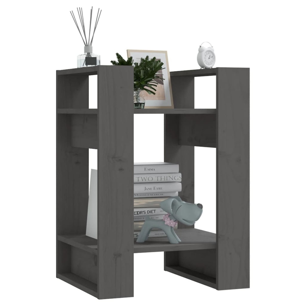 vidaXL Βιβλιοθήκη/Διαχωριστικό Χώρου Γκρι 41x35x57 εκ. Μασίφ Πεύκο