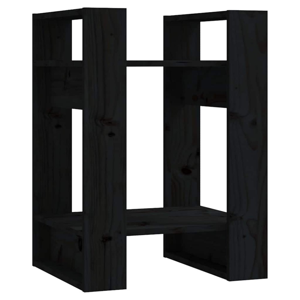 vidaXL Βιβλιοθήκη/Διαχωριστικό Χώρου Μαύρο 41x35x57 εκ. Μασίφ Πεύκο