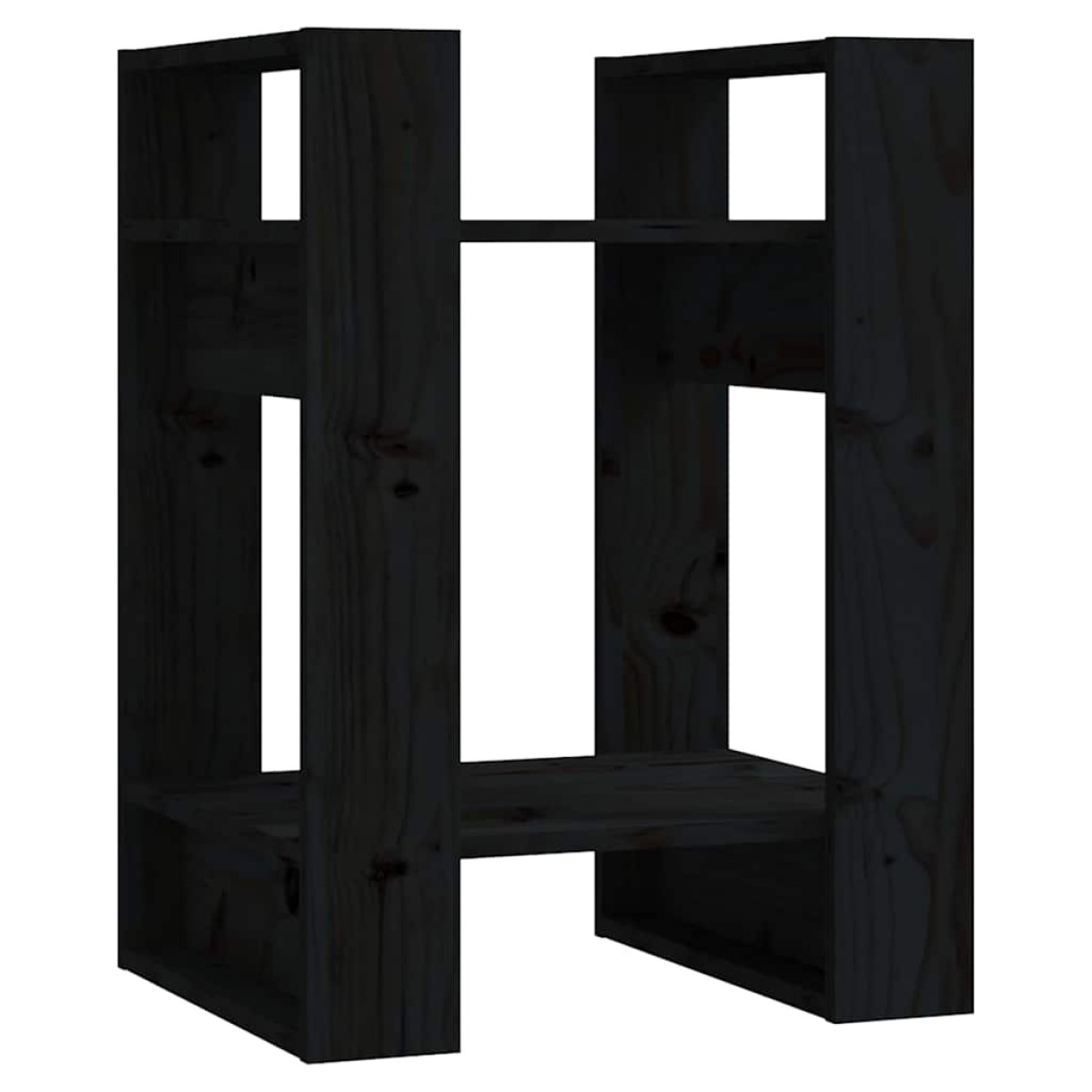 vidaXL Βιβλιοθήκη/Διαχωριστικό Χώρου Μαύρο 41x35x57 εκ. Μασίφ Πεύκο
