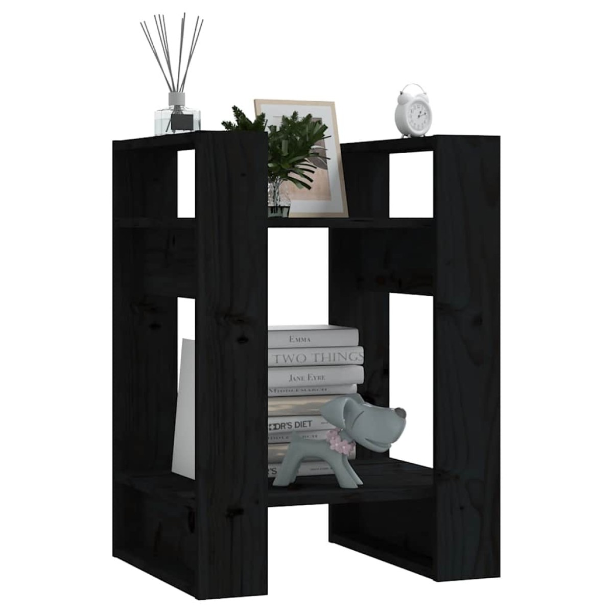 vidaXL Βιβλιοθήκη/Διαχωριστικό Χώρου Μαύρο 41x35x57 εκ. Μασίφ Πεύκο