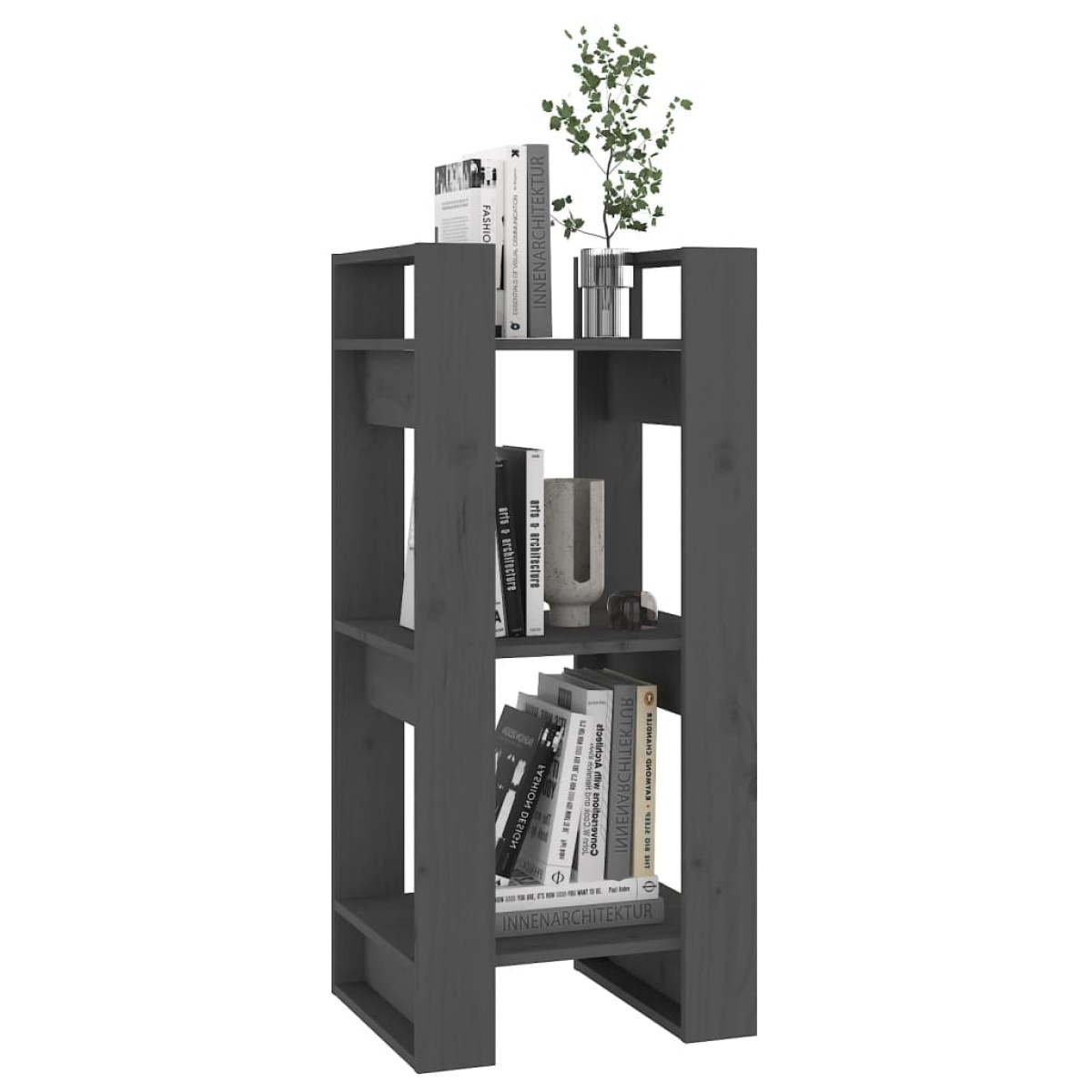 vidaXL Βιβλιοθήκη/Διαχωριστικό Χώρου Γκρι 41x35x91 εκ. Μασίφ Πεύκο