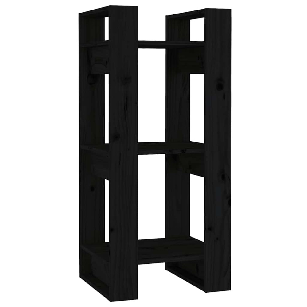 vidaXL Βιβλιοθήκη/Διαχωριστικό Χώρου Μαύρο 41x35x91 εκ. Μασίφ Πεύκο