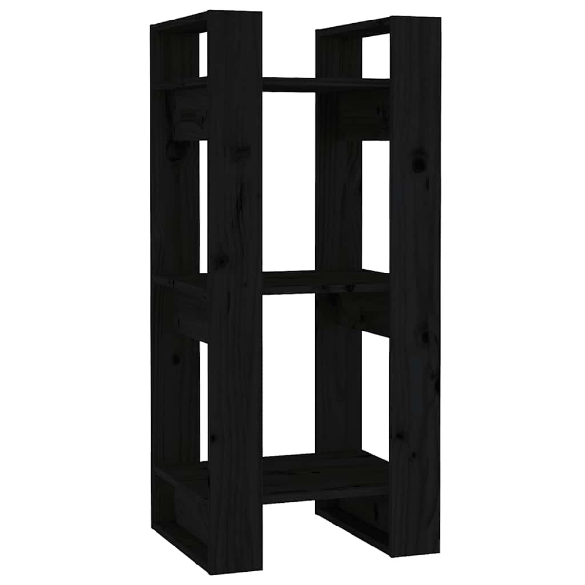 vidaXL Βιβλιοθήκη/Διαχωριστικό Χώρου Μαύρο 41x35x91 εκ. Μασίφ Πεύκο