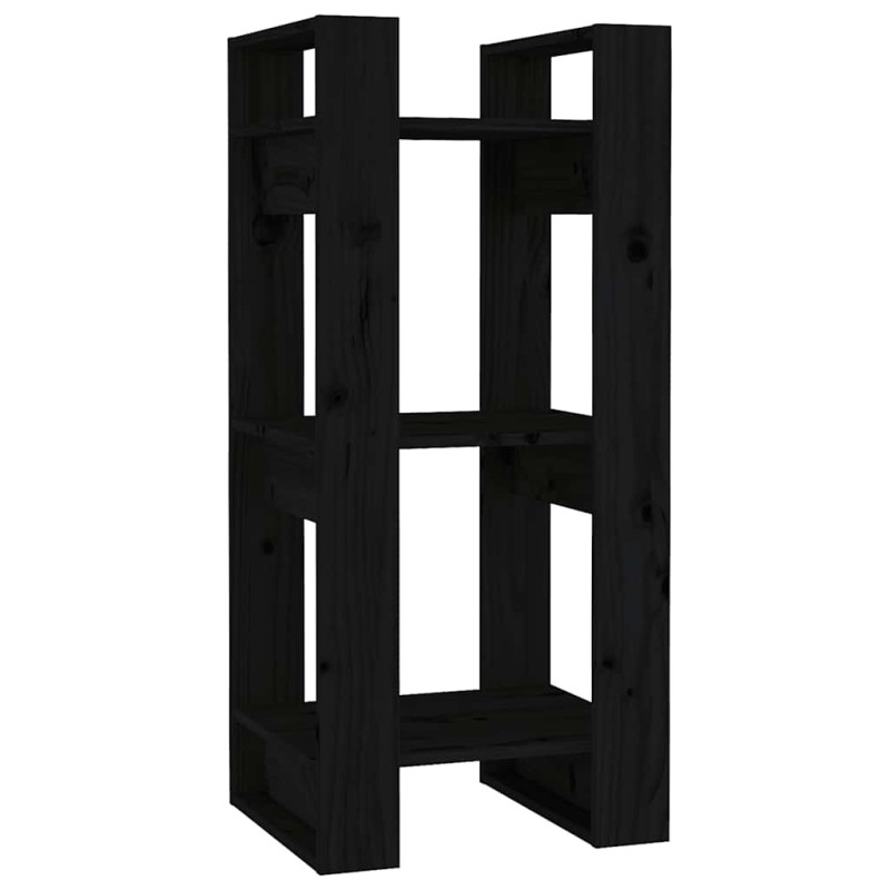 vidaXL Βιβλιοθήκη/Διαχωριστικό Χώρου Μαύρο 41x35x91 εκ. Μασίφ Πεύκο