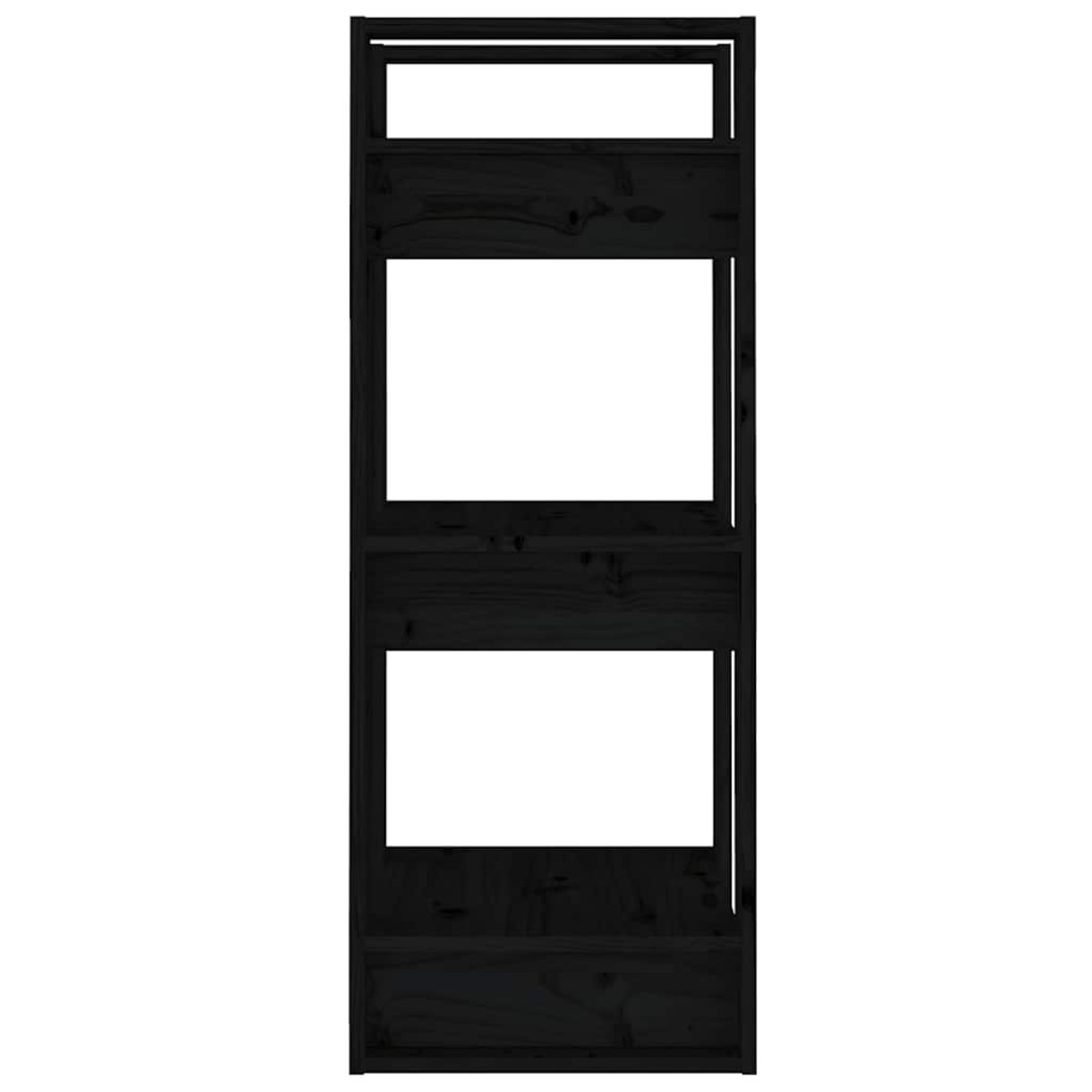 vidaXL Βιβλιοθήκη/Διαχωριστικό Χώρου Μαύρο 41x35x91 εκ. Μασίφ Πεύκο