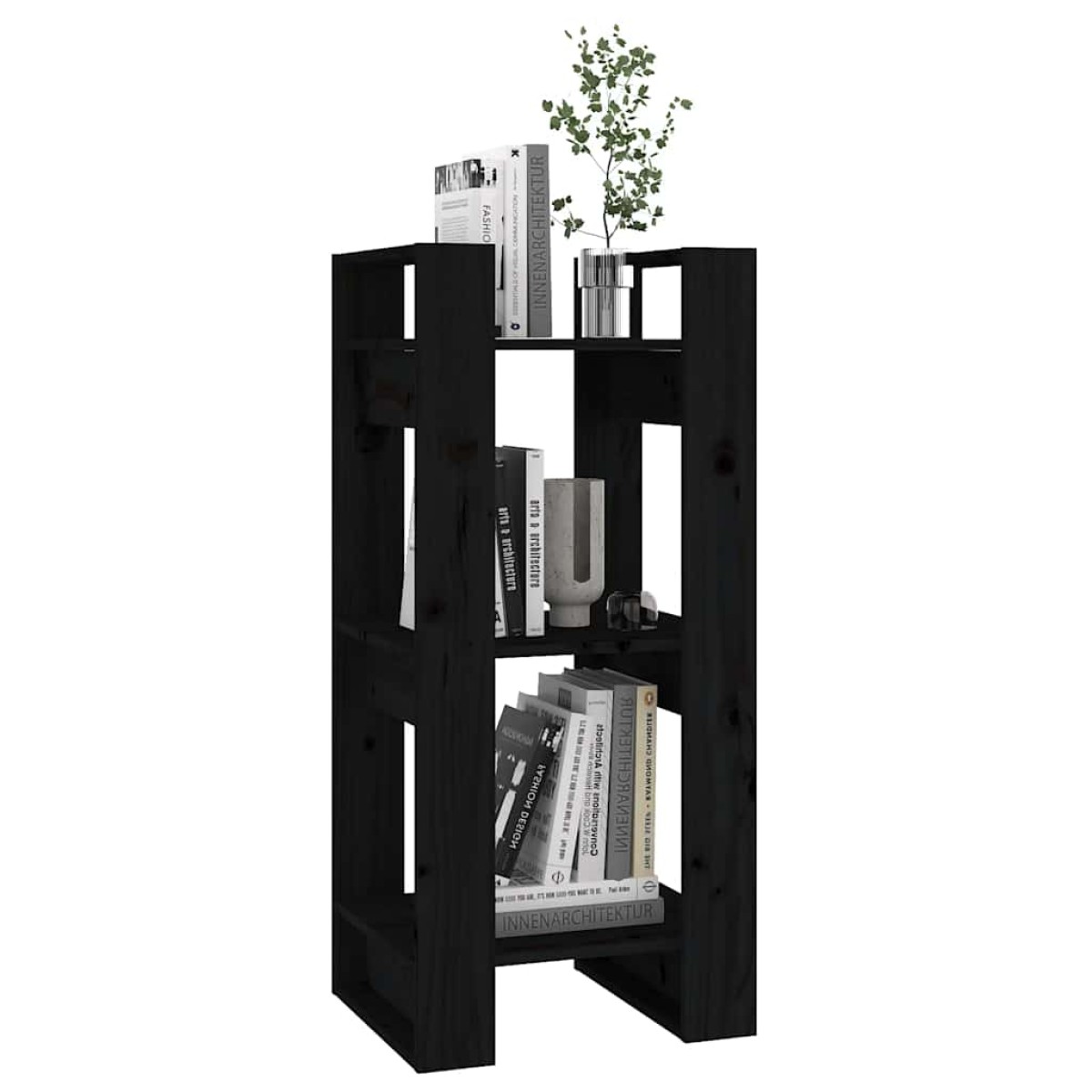 vidaXL Βιβλιοθήκη/Διαχωριστικό Χώρου Μαύρο 41x35x91 εκ. Μασίφ Πεύκο