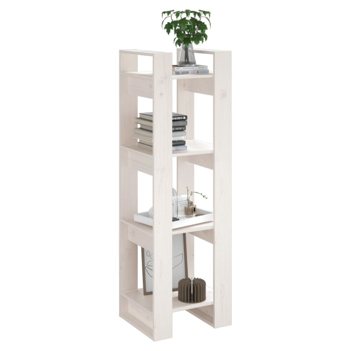vidaXL Βιβλιοθήκη/Διαχωριστικό Χώρου Λευκό 41x35x125 εκ. Μασίφ Πεύκο