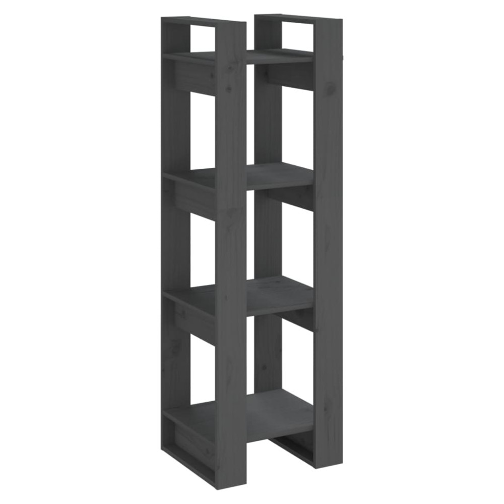 vidaXL Βιβλιοθήκη/Διαχωριστικό Χώρου Γκρι 41x35x125 εκ. Μασίφ Πεύκο
