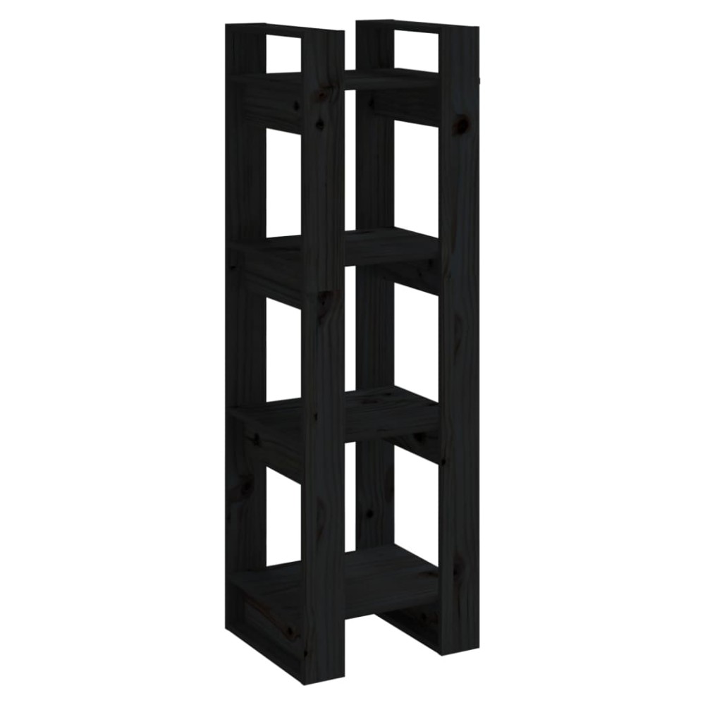 vidaXL Βιβλιοθήκη/Διαχωριστικό Χώρου Μαύρο 41x35x125 εκ. Μασίφ Πεύκο