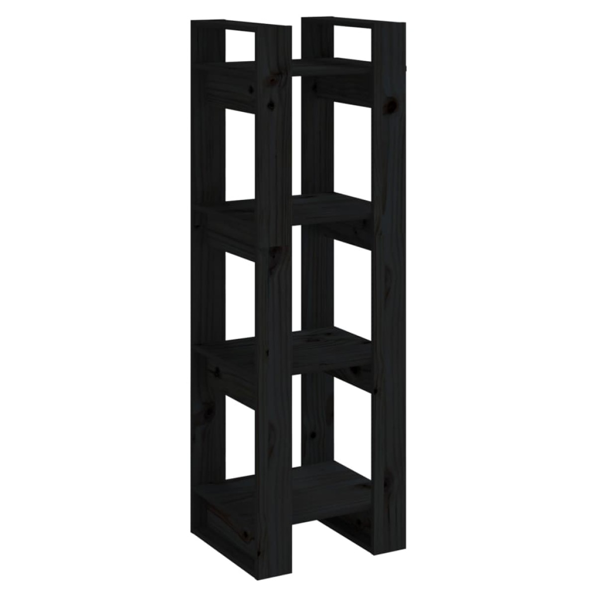vidaXL Βιβλιοθήκη/Διαχωριστικό Χώρου Μαύρο 41x35x125 εκ. Μασίφ Πεύκο