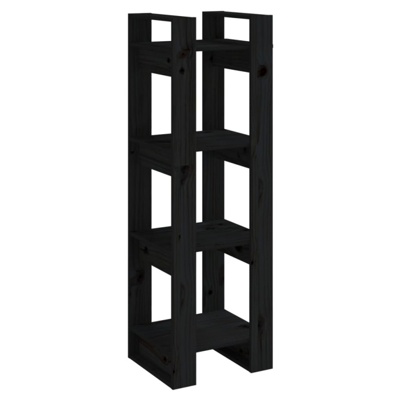 vidaXL Βιβλιοθήκη/Διαχωριστικό Χώρου Μαύρο 41x35x125 εκ. Μασίφ Πεύκο