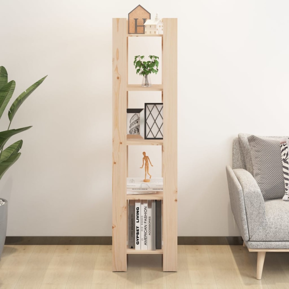 vidaXL Βιβλιοθήκη/Διαχωριστικό Χώρου 41x35x160 εκ. Μασίφ Ξύλο Πεύκου