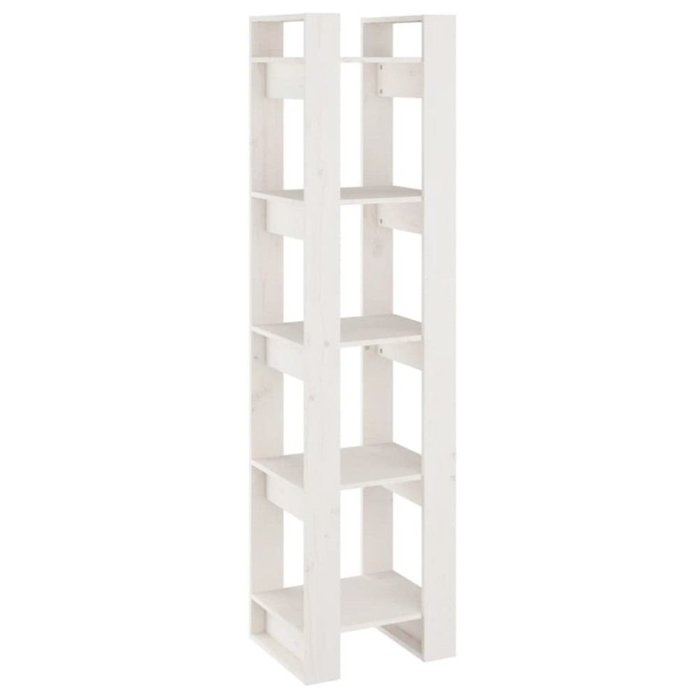 vidaXL Βιβλιοθήκη/Διαχωριστικό Χώρου Λευκό 41x35x160 εκ. Μασίφ Πεύκο