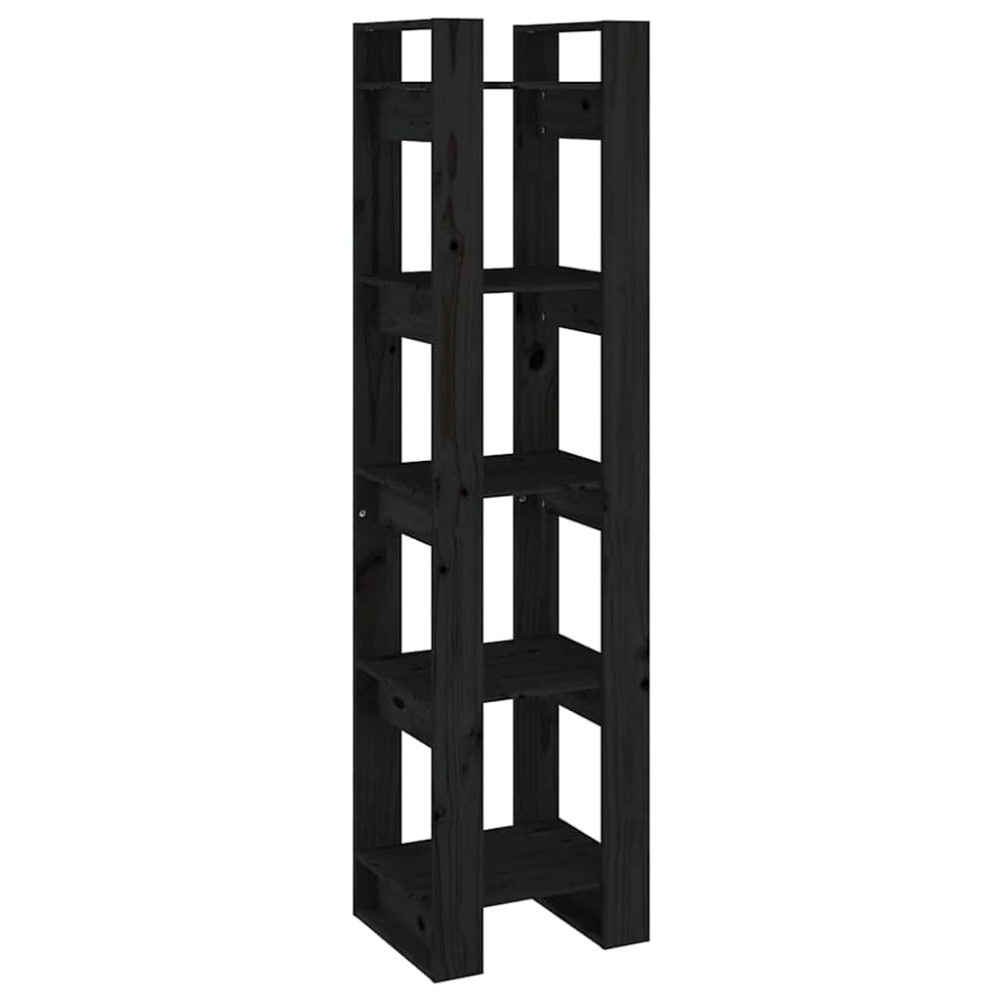 vidaXL Βιβλιοθήκη/Διαχωριστικό Χώρου Μαύρο 41x35x160 εκ. Μασίφ Πεύκο