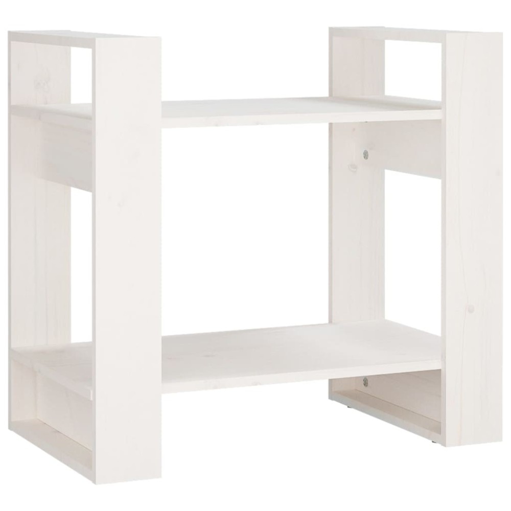 vidaXL Βιβλιοθήκη/Διαχωριστικό Χώρου Λευκό 60x35x57 εκ. Μασίφ Πεύκο