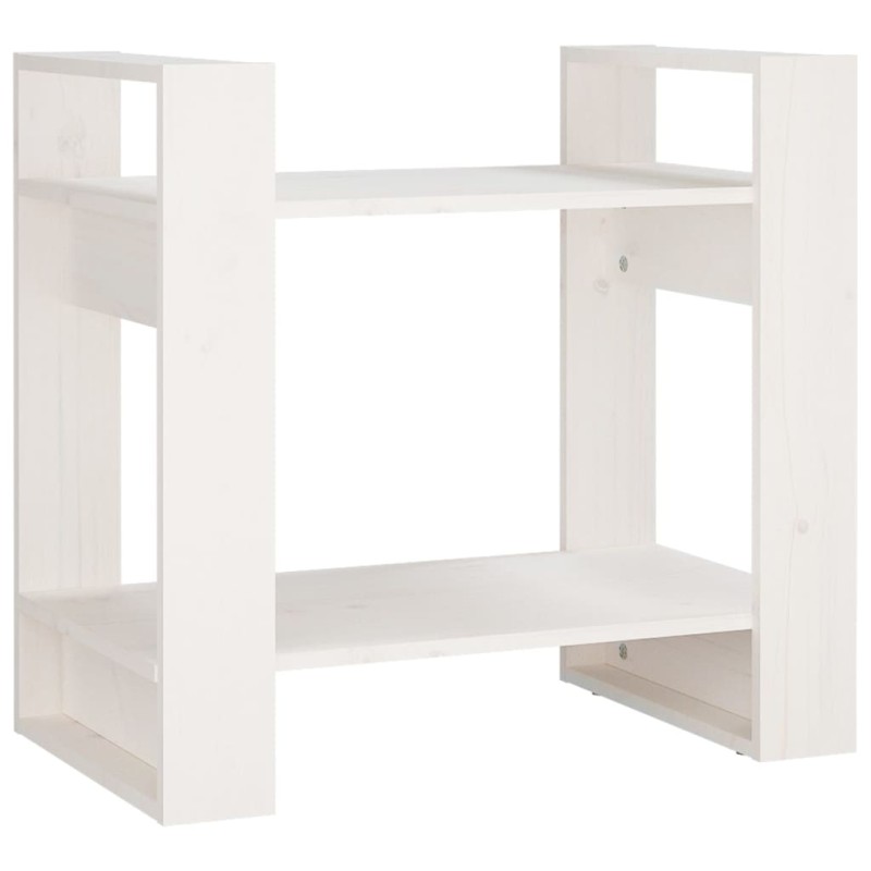 vidaXL Βιβλιοθήκη/Διαχωριστικό Χώρου Λευκό 60x35x57 εκ. Μασίφ Πεύκο