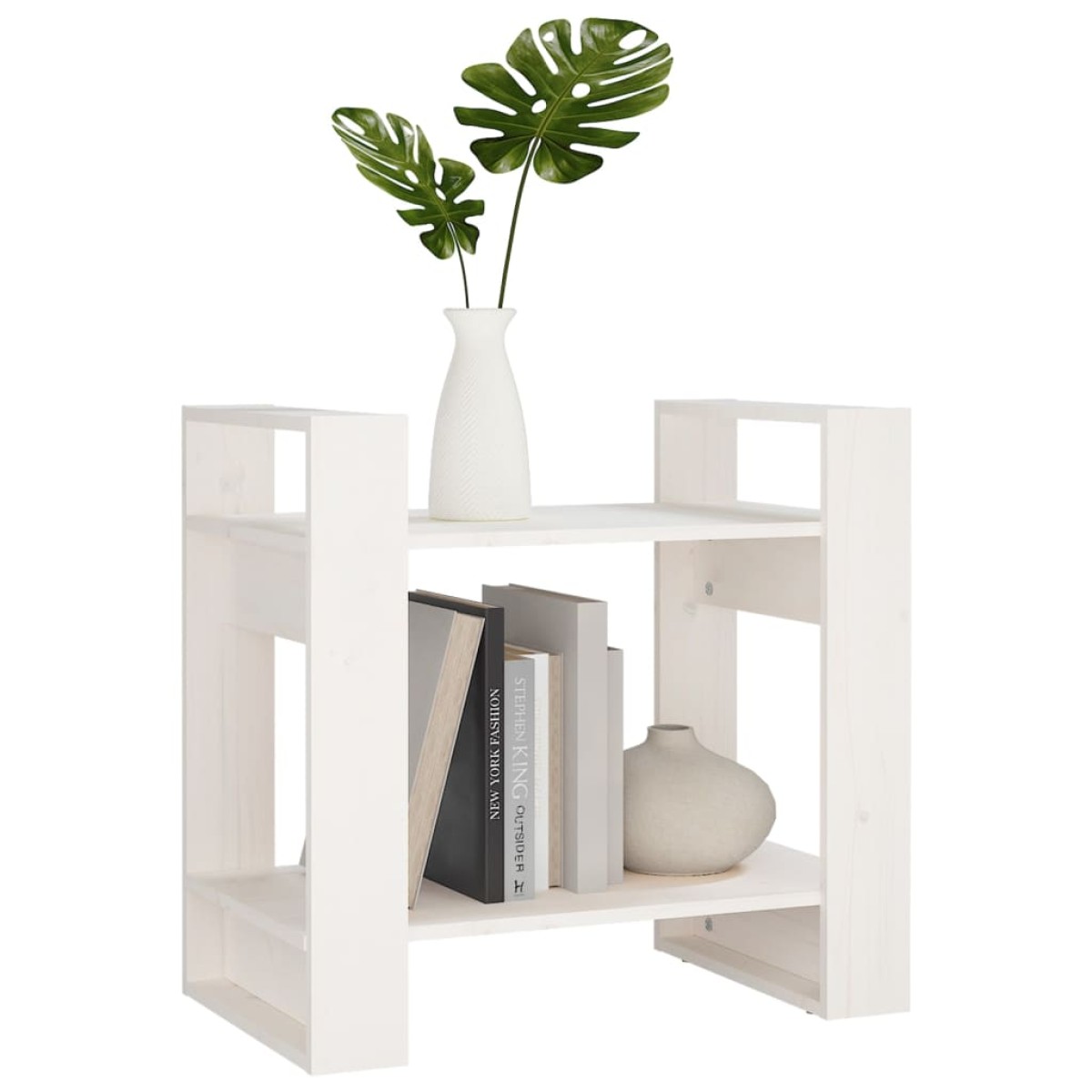 vidaXL Βιβλιοθήκη/Διαχωριστικό Χώρου Λευκό 60x35x57 εκ. Μασίφ Πεύκο