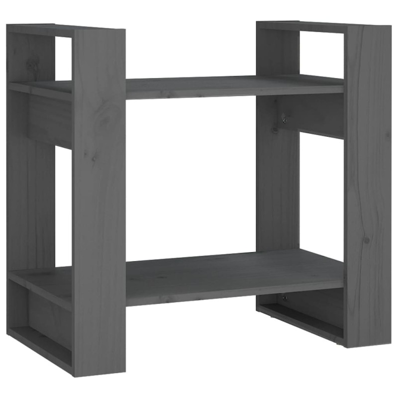vidaXL Βιβλιοθήκη/Διαχωριστικό Χώρου Γκρι 60x35x57 εκ. Μασίφ Πεύκο