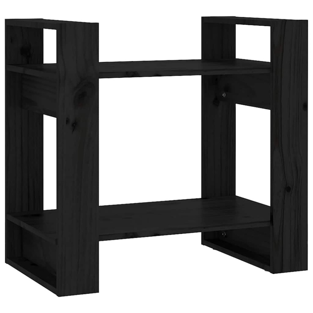vidaXL Βιβλιοθήκη/Διαχωριστικό Χώρου Μαύρο 60x35x57 εκ. Μασίφ Πεύκο