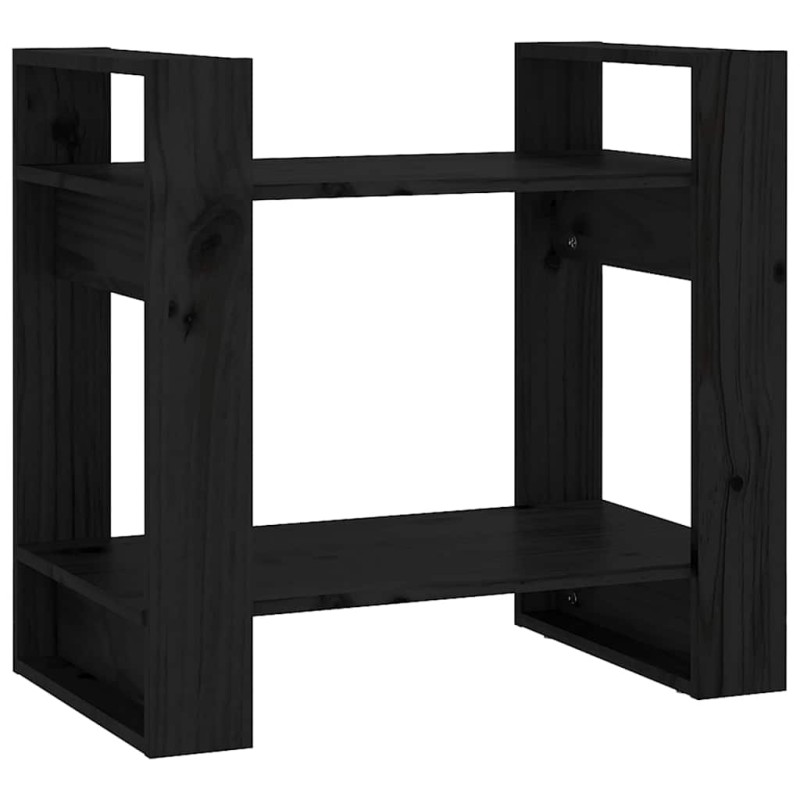 vidaXL Βιβλιοθήκη/Διαχωριστικό Χώρου Μαύρο 60x35x57 εκ. Μασίφ Πεύκο