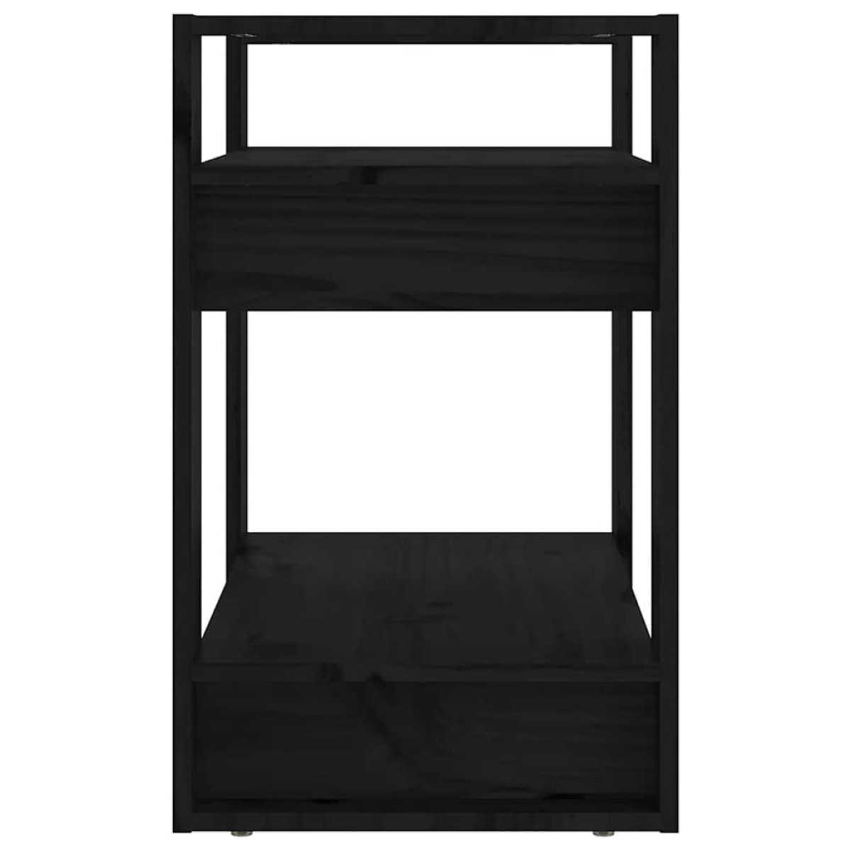 vidaXL Βιβλιοθήκη/Διαχωριστικό Χώρου Μαύρο 60x35x57 εκ. Μασίφ Πεύκο