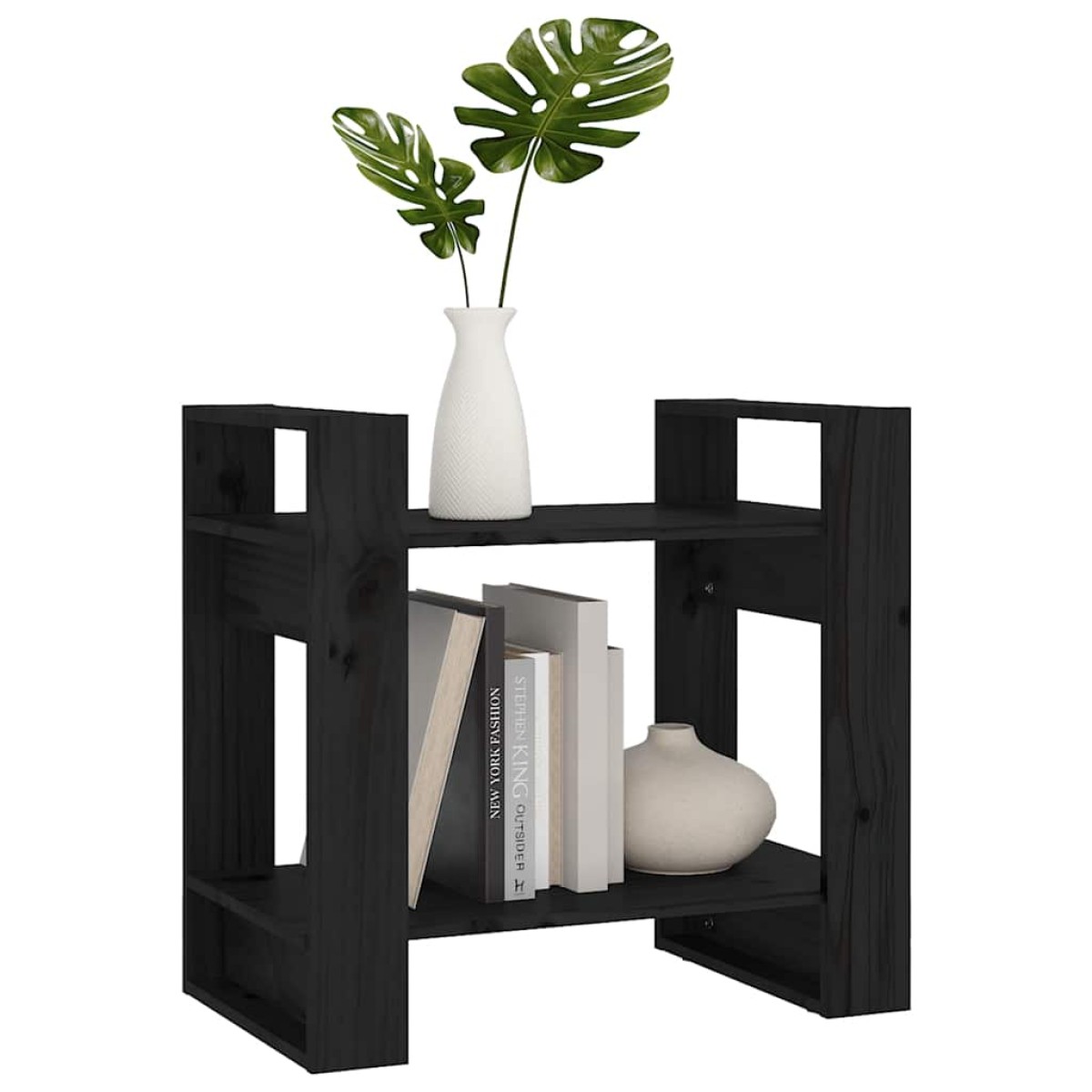 vidaXL Βιβλιοθήκη/Διαχωριστικό Χώρου Μαύρο 60x35x57 εκ. Μασίφ Πεύκο