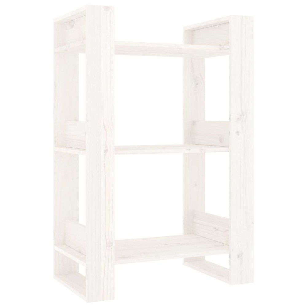 vidaXL Βιβλιοθήκη/Διαχωριστικό Χώρου Λευκό 60x35x91 εκ. Μασίφ Πεύκο