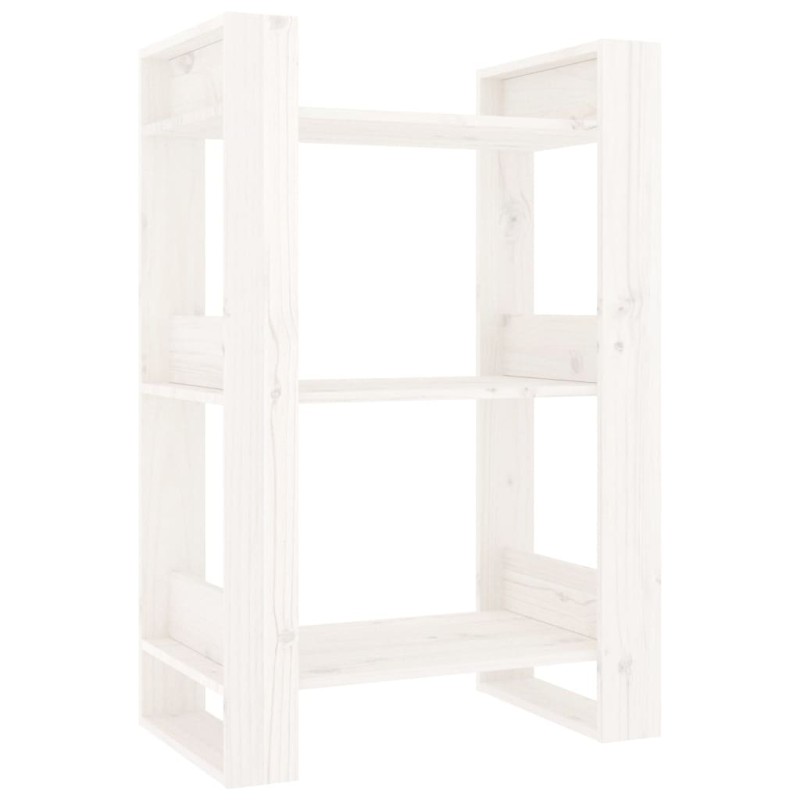 vidaXL Βιβλιοθήκη/Διαχωριστικό Χώρου Λευκό 60x35x91 εκ. Μασίφ Πεύκο