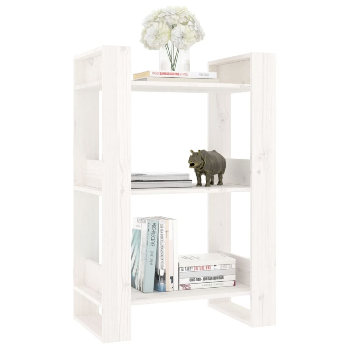 vidaXL Βιβλιοθήκη/Διαχωριστικό Χώρου Λευκό 60x35x91 εκ. Μασίφ Πεύκο