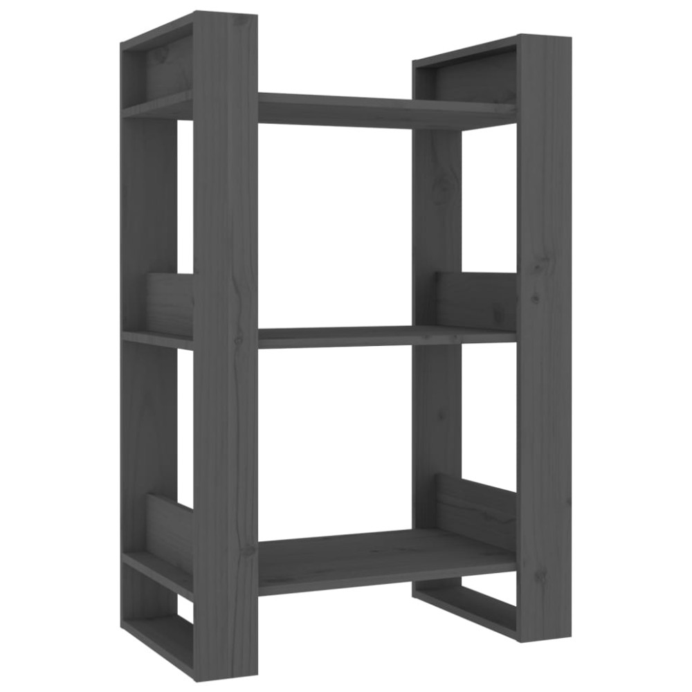vidaXL Βιβλιοθήκη/Διαχωριστικό Χώρου Γκρι 60x35x91 εκ. Μασίφ Πεύκο