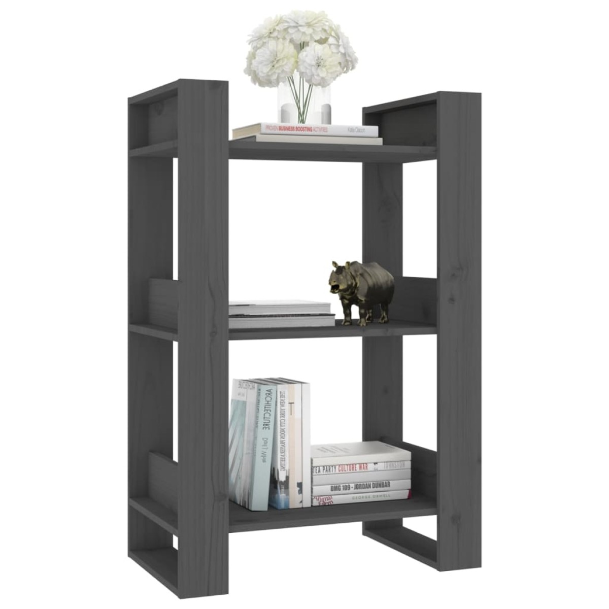 vidaXL Βιβλιοθήκη/Διαχωριστικό Χώρου Γκρι 60x35x91 εκ. Μασίφ Πεύκο