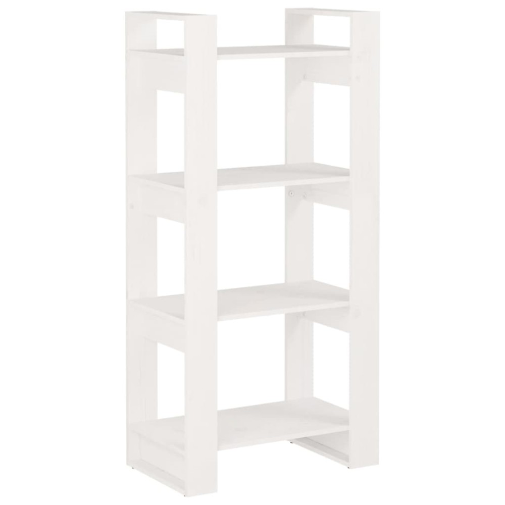 vidaXL Βιβλιοθήκη/Διαχωριστικό Χώρου Λευκό 60x35x125 εκ. Μασίφ Ξύλο