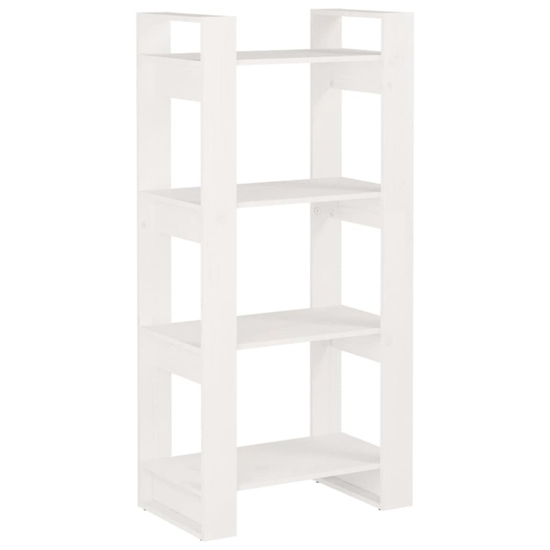 vidaXL Βιβλιοθήκη/Διαχωριστικό Χώρου Λευκό 60x35x125 εκ. Μασίφ Ξύλο