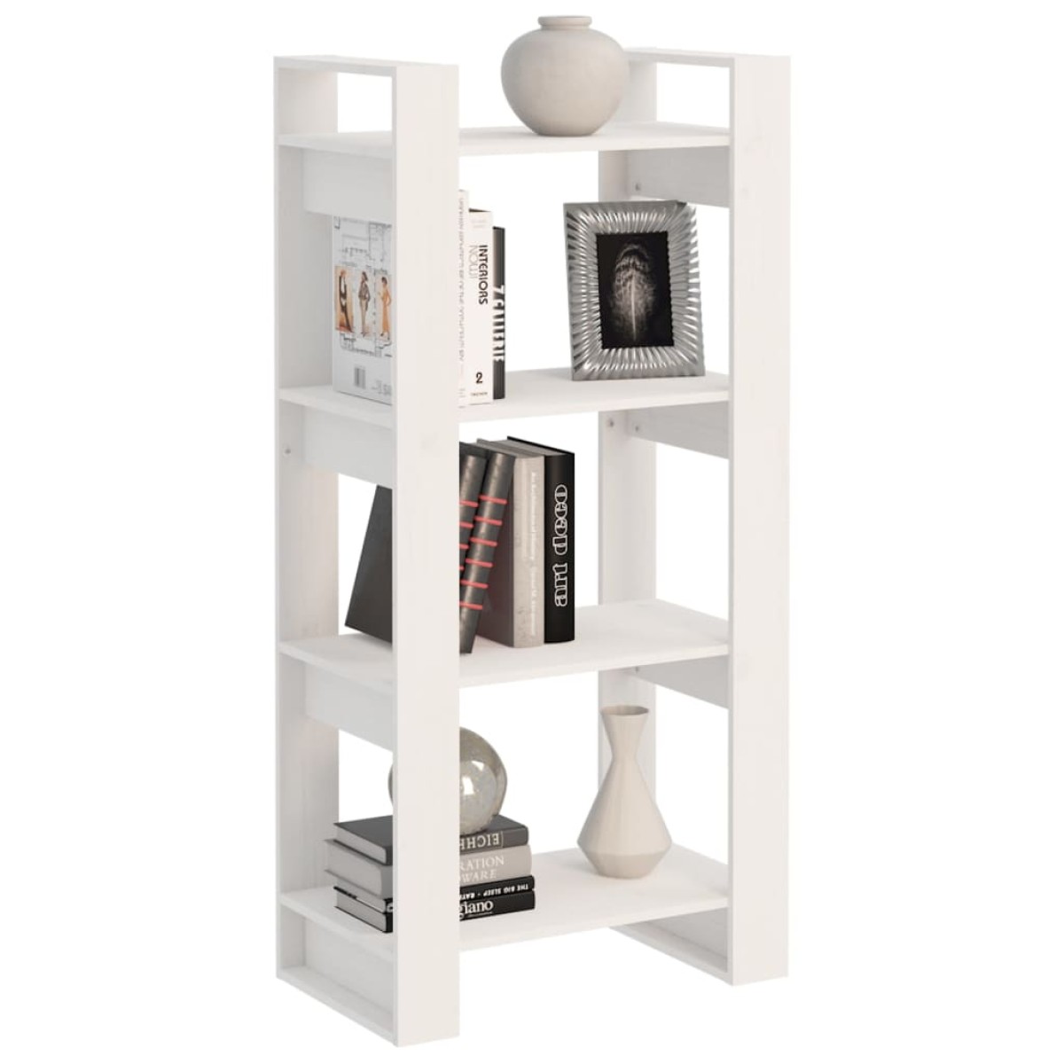vidaXL Βιβλιοθήκη/Διαχωριστικό Χώρου Λευκό 60x35x125 εκ. Μασίφ Ξύλο