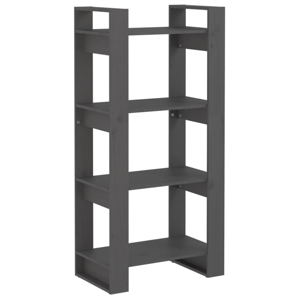 vidaXL Βιβλιοθήκη/Διαχωριστικό Χώρου Γκρι 60x35x125 εκ. Μασίφ Ξύλο