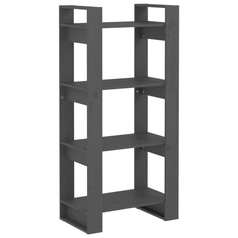 vidaXL Βιβλιοθήκη/Διαχωριστικό Χώρου Γκρι 60x35x125 εκ. Μασίφ Ξύλο