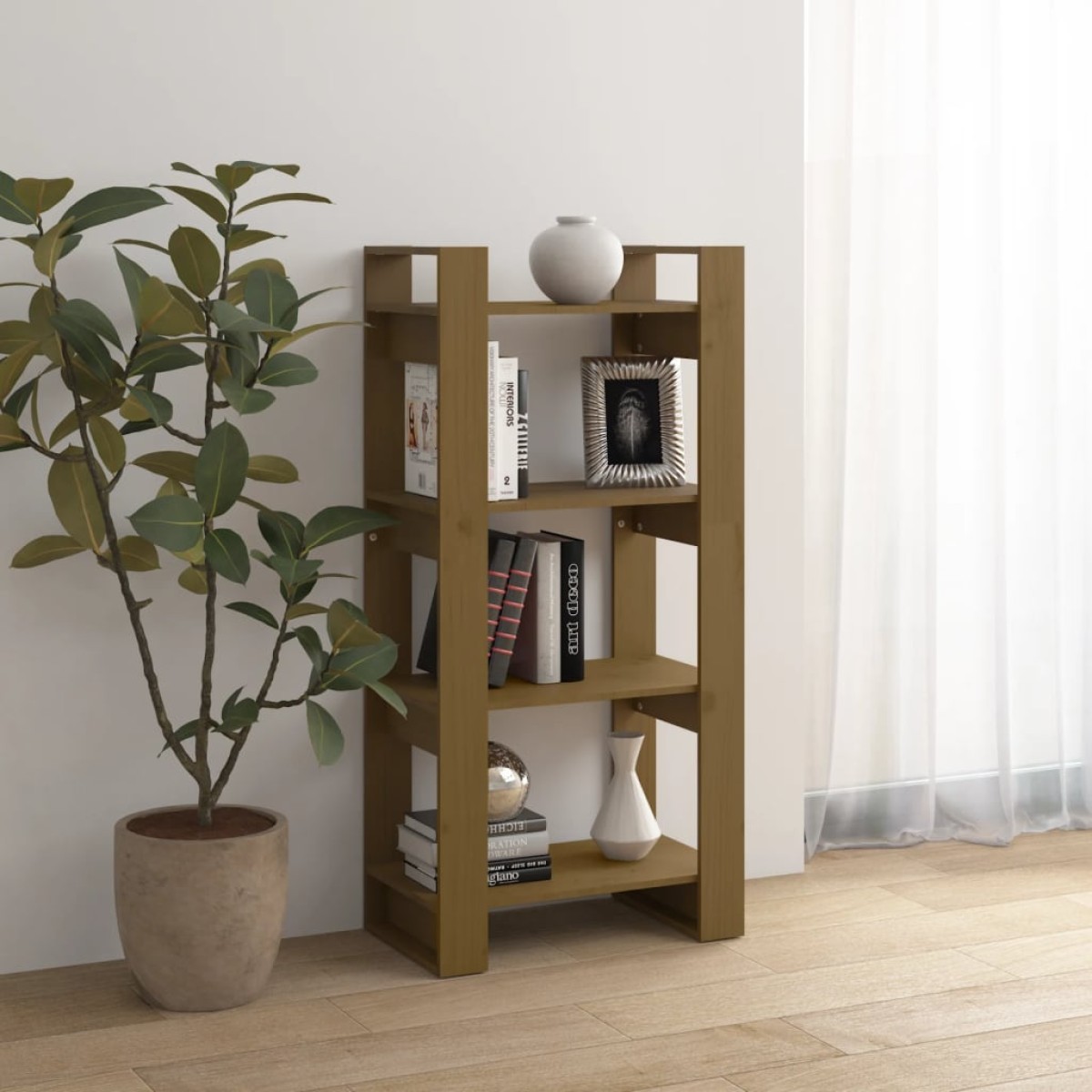 vidaXL Βιβλιοθήκη/Διαχωριστικό Χώρου Μελί 60x35x125 εκ. Μασίφ Ξύλο