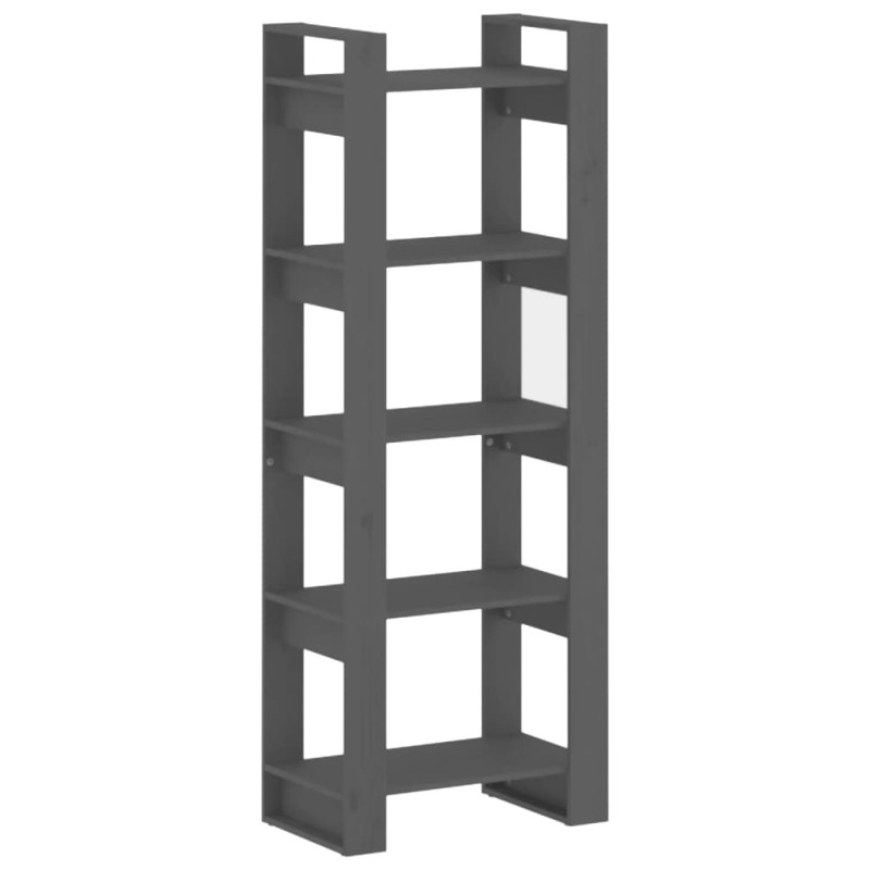 vidaXL Βιβλιοθήκη/Διαχωριστικό Χώρου Γκρι 60x35x160 εκ. Μασίφ Ξύλο