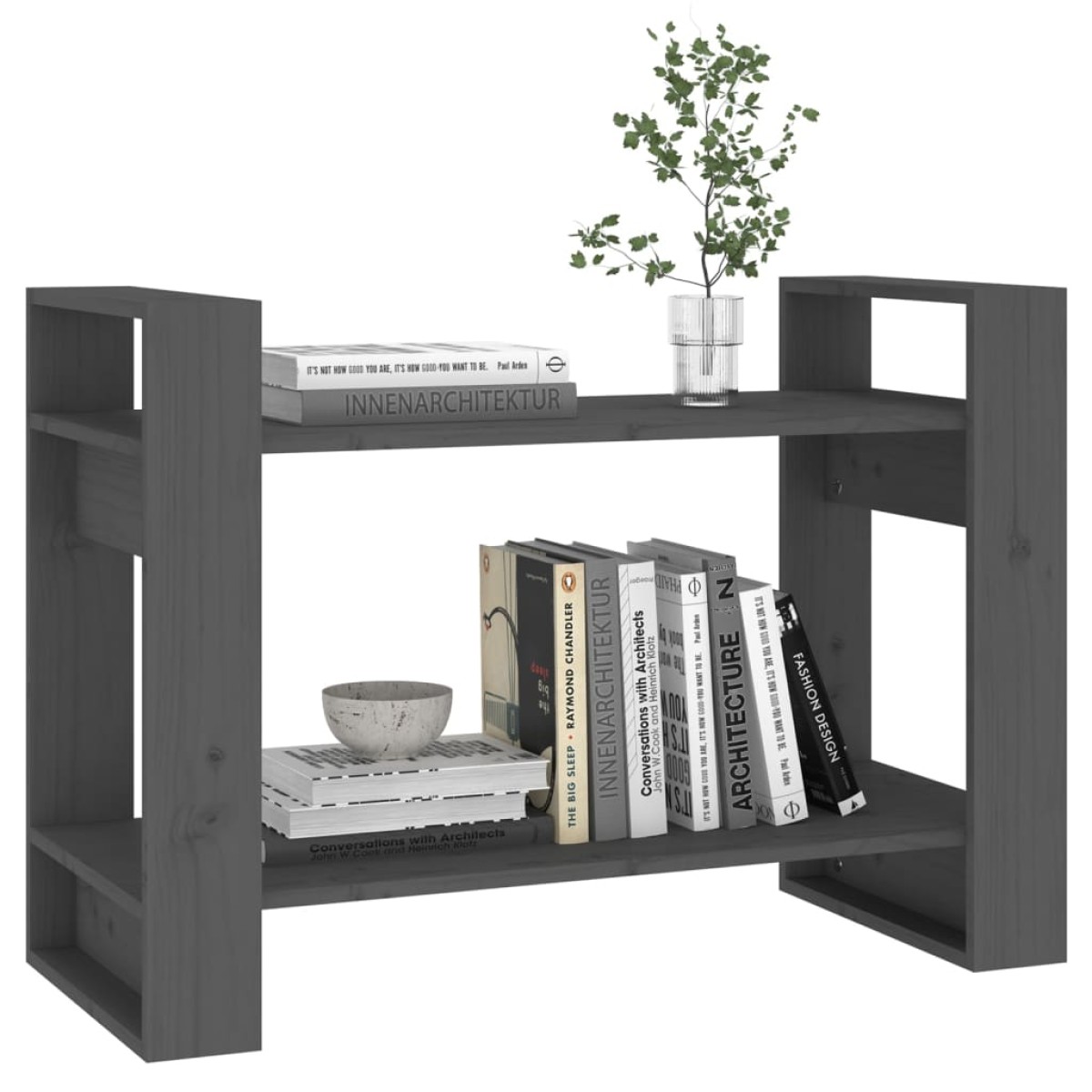 vidaXL Βιβλιοθήκη/Διαχωριστικό Χώρου Γκρι 80x35x56,5 εκ. Μασίφ Πεύκο
