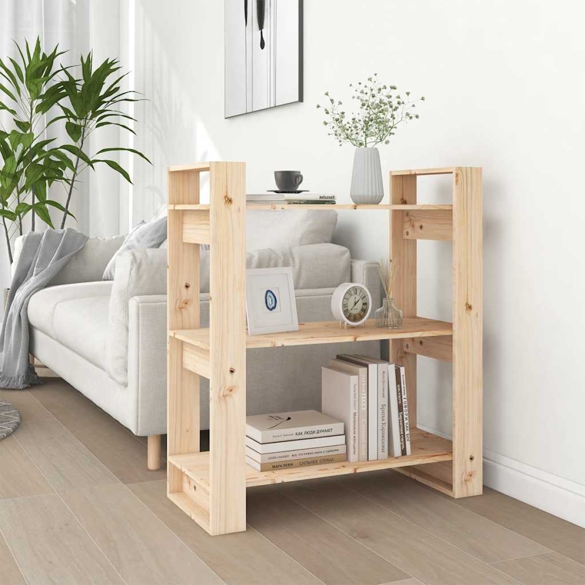 vidaXL Βιβλιοθήκη/Διαχωριστικό Χώρου 80x35x91 εκ. Μασίφ Ξύλο Πεύκου