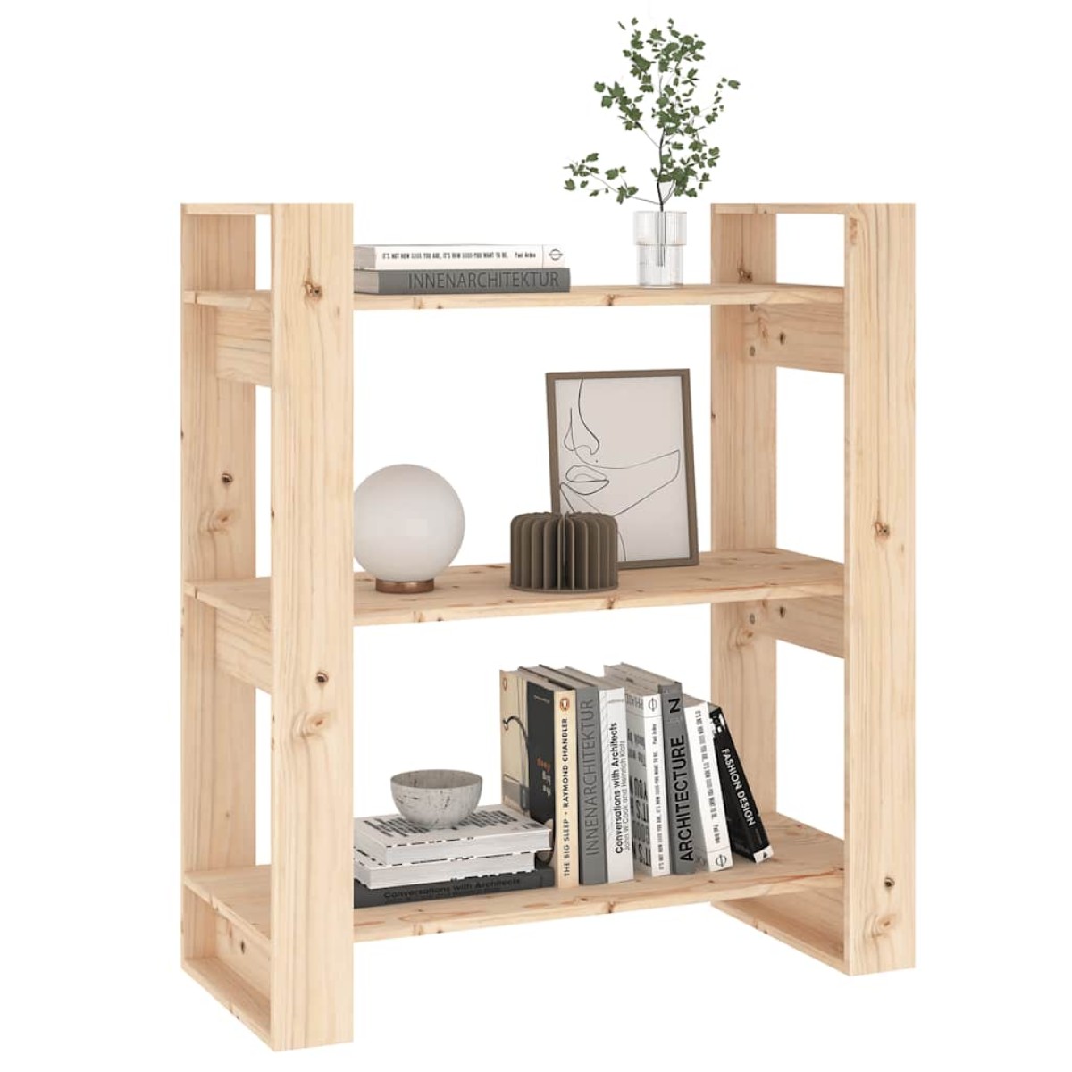 vidaXL Βιβλιοθήκη/Διαχωριστικό Χώρου 80x35x91 εκ. Μασίφ Ξύλο Πεύκου