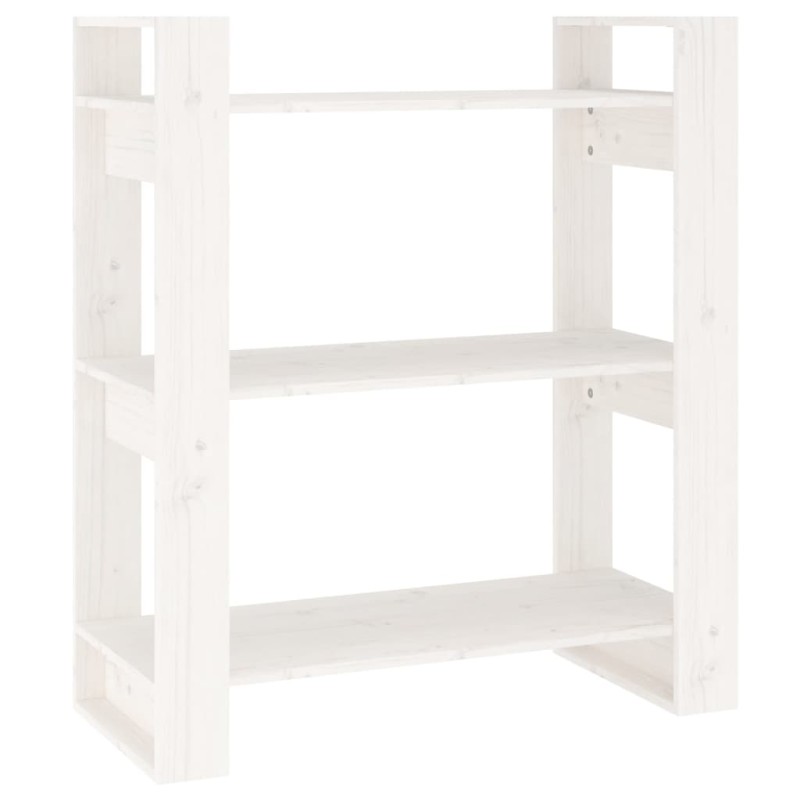 vidaXL Βιβλιοθήκη/Διαχωριστικό Χώρου Λευκό 80x35x91 εκ. Μασίφ Πεύκο