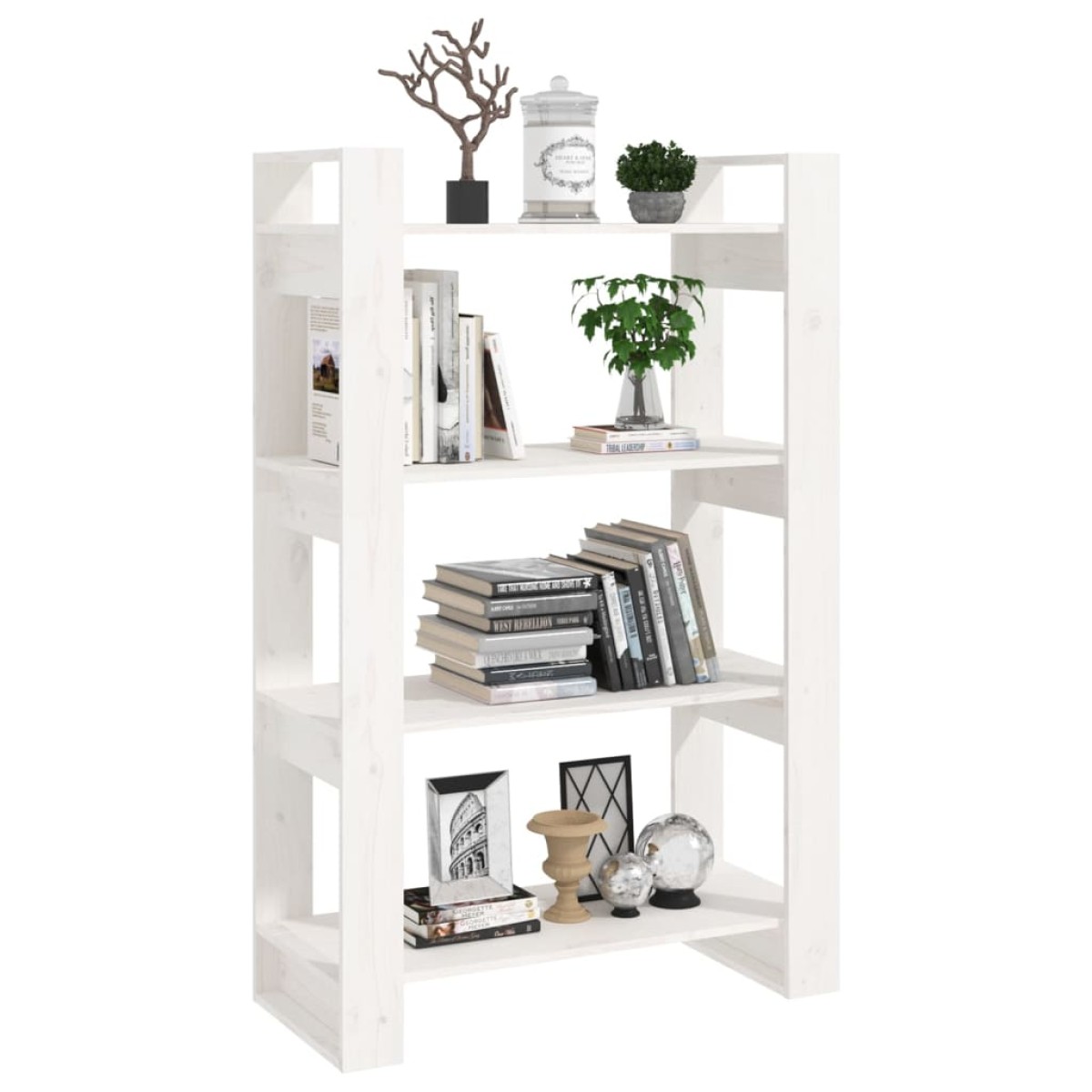 vidaXL Βιβλιοθήκη/Διαχωριστικό Χώρου Λευκό 80x35x125 εκ. Μασίφ Πεύκο
